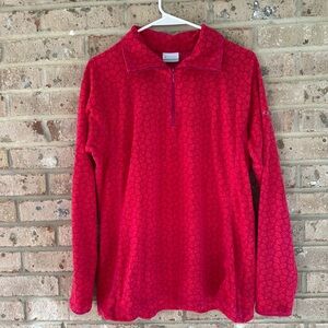 Columbia pink patterned quarter zip fleece pullover